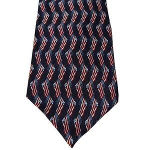 Stonehenge Silk Tie American Flag Navy Blue Patriotic‎ USA Made Necktie